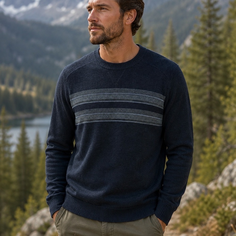 Smartwool Sweater Mens M Gray Merino Wool Blend Striped Gorpcore Outdoors Cabin